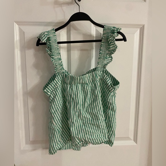 Green and white striped tanked top, J.Crew - Picture 3 of 4